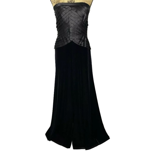 Tadashi Black Velvet Skirt Pleated Gown - Picture 1 of 9